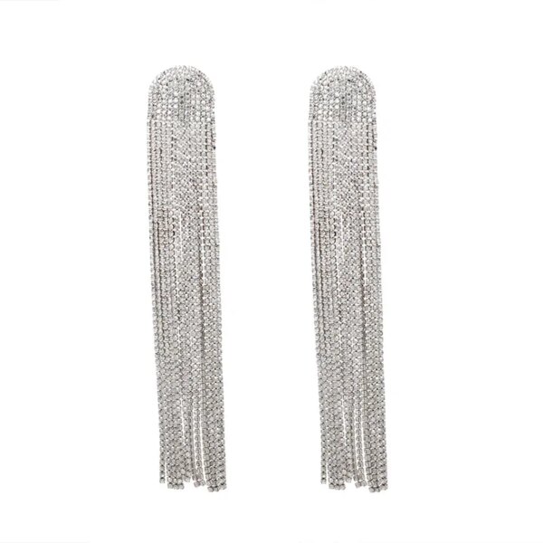 boucle d'oreille femme à pampilles en strass pour femmes, bijoux de fête de mariage, longs cadeaux