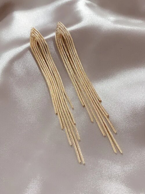 boucle d'oreille femme Vintage à fil Long pour femmes, Arc brillant, géométrique