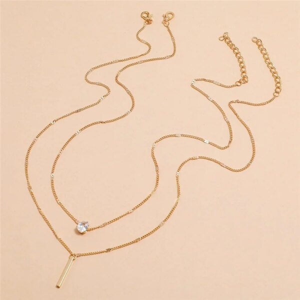 Collier femme Ensemble de colliers en cristal Zircon coeur étoile breloque multicouche pendentif pour femmes