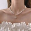 31572-c2737b.jpg Collier femme Imitation de perles et cœur pour femmes, Style froid, Simple et doux