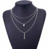 Collier femme en chaîne 3 couches pour femmes, Long pendentif Triangle ajouré, couleur or