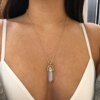 Collier femme en cristal tendance pour femmes, style bohème, hexagone, opale, pendentif