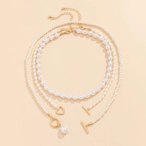 Collier femme de perles baroques Vintage, pendentif en forme de cœur ou de boucle, pour femmes