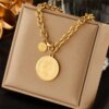 Collier en acier inoxydable 316L, couleur or, Hip Hop