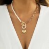 Collier femme de perles baroques Vintage, pendentif en forme de cœur ou de boucle, pour femmes