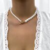 Collier femme de perles baroques Vintage, pendentif en forme de cœur ou de boucle, pour femmes