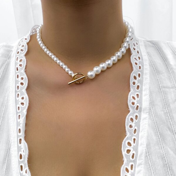 Collier femme de perles baroques Vintage, pendentif en forme de cœur ou de boucle, pour femmes