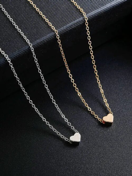Collier femme 2 Collier avec pendentif en alliage pour femme, bijou en forme de cœur