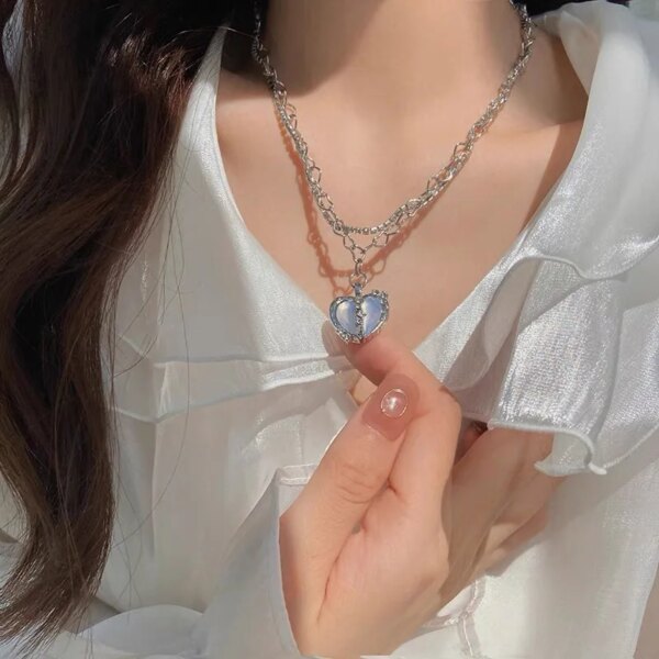 Collier femme en forme de coeur gothique pour femmes, Vintage, ras du cou, clavicule, chaîne