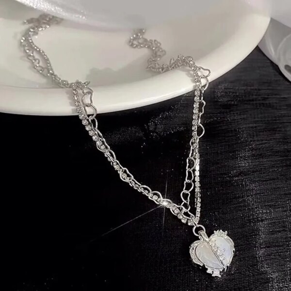 Collier femme en forme de coeur gothique pour femmes, Vintage, ras du cou, clavicule, chaîne