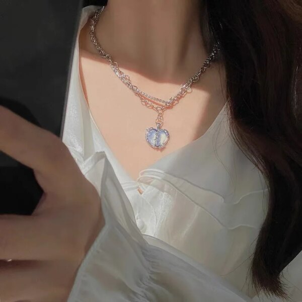 Collier femme en forme de coeur gothique pour femmes, Vintage, ras du cou, clavicule, chaîne