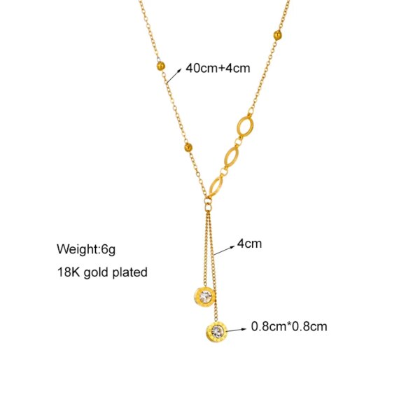 Collier femme romain en acier inoxydable 316L pour femmes, Long pendentif en Zircon de luxe de styliste