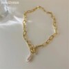 Collier femme de perles naturelles à vent baroque, collier de luxe léger populaire d'europe et des états-unis