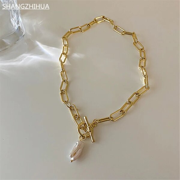 Collier femme de perles naturelles à vent baroque, collier de luxe léger populaire d'europe et des états-unis