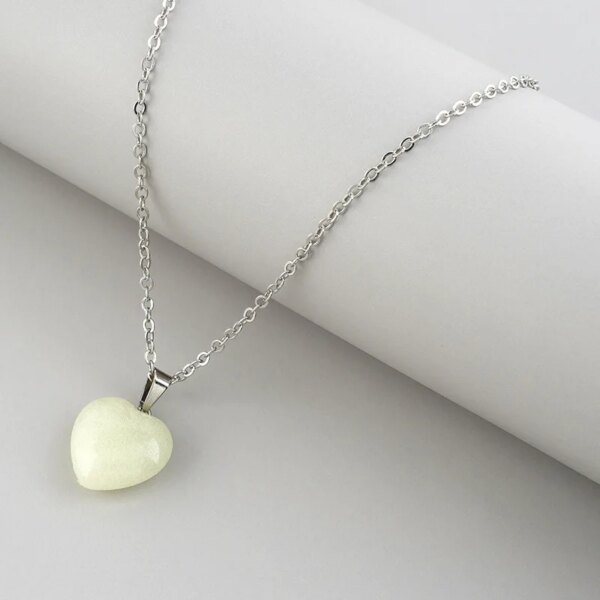 Collier femme de perles lumineuses pour hommes et femmes, pendentif rond en forme d'étoile ou de cœur