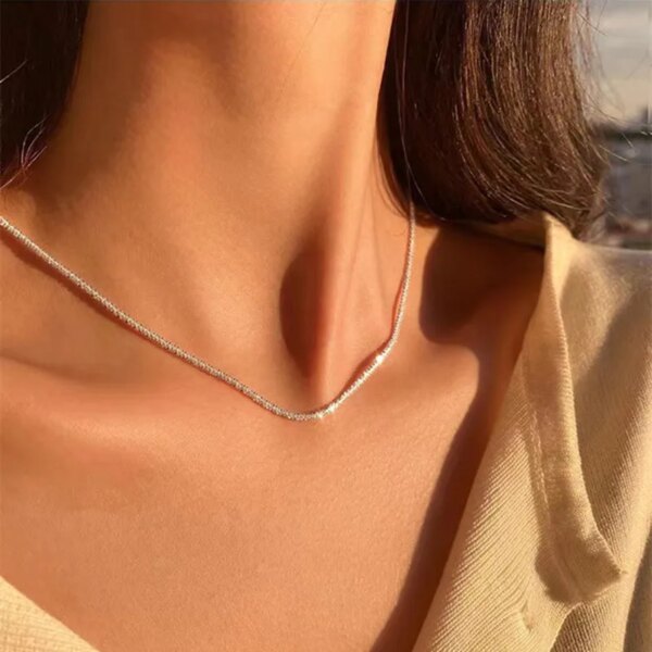 31929-bf2c55.jpg Collier femme scintillant à la mode pour femmes, chaîne ras du cou en cristal brillant plaqué argent