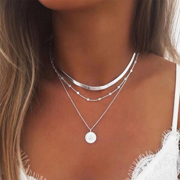 Collier femme avec pendentif Lotus en argent pour femmes, chaîne superposée, ras du cou, personnalisé