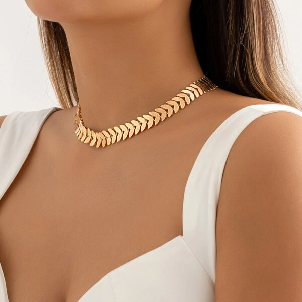 Collier femme ras du cou en forme de pétales de couleur or pour femme, bijoux, clavicule