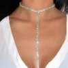 32192-5908cf.jpg Collier femme chaîne en strass pour femmes, Long gland ras du cou en cristal