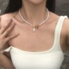 Collier femme en chaîne de perles pour femmes, nouvelle mode, Baroque, Punk, fermoir à bascule