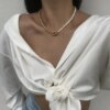 Collier femme en chaîne de perles pour femmes, nouvelle mode, Baroque, Punk, fermoir à bascule