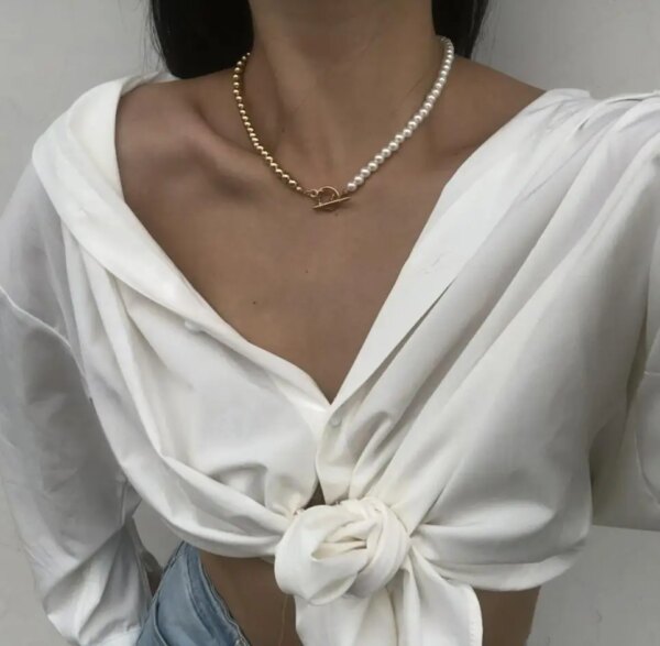 Collier femme en chaîne de perles pour femmes, nouvelle mode, Baroque, Punk, fermoir à bascule