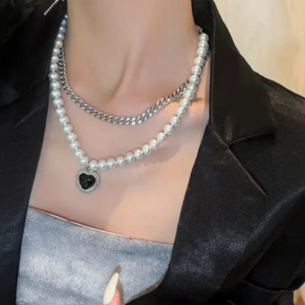 Collier femme en chaîne de perles pour femmes, nouvelle mode, Baroque, Punk, fermoir à bascule