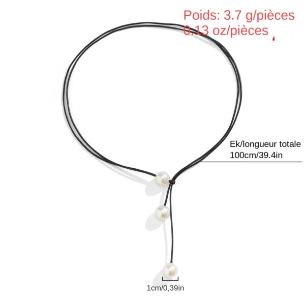 Collier femme Chaîne gothique en corde de couleur noire pour femmes, collier tendance en Imitation de perle