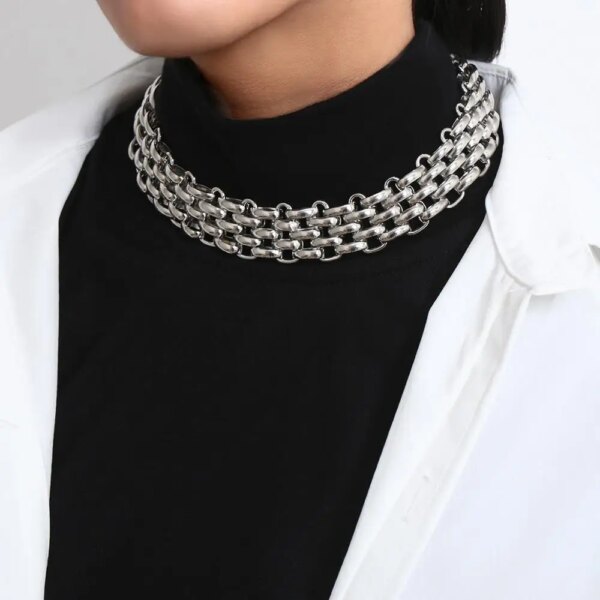 Collier femme ras du cou Punk pour femmes, Hip Hop, couleur or, collier à couches