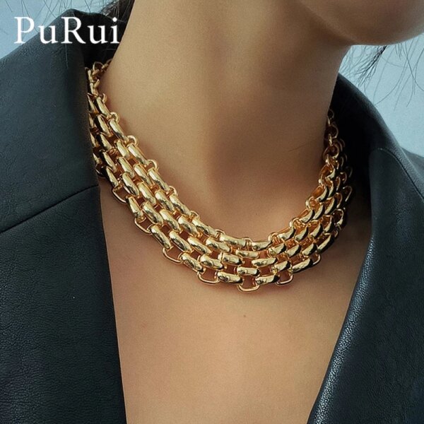 Collier femme ras du cou Punk pour femmes, Hip Hop, couleur or, collier à couches