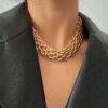 Collier femme ras du cou Punk pour femmes, Hip Hop, couleur or, collier à couches