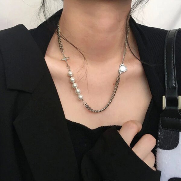 Collier femme en chaîne de perles pour femmes, nouvelle mode, Baroque, Punk, fermoir à bascule