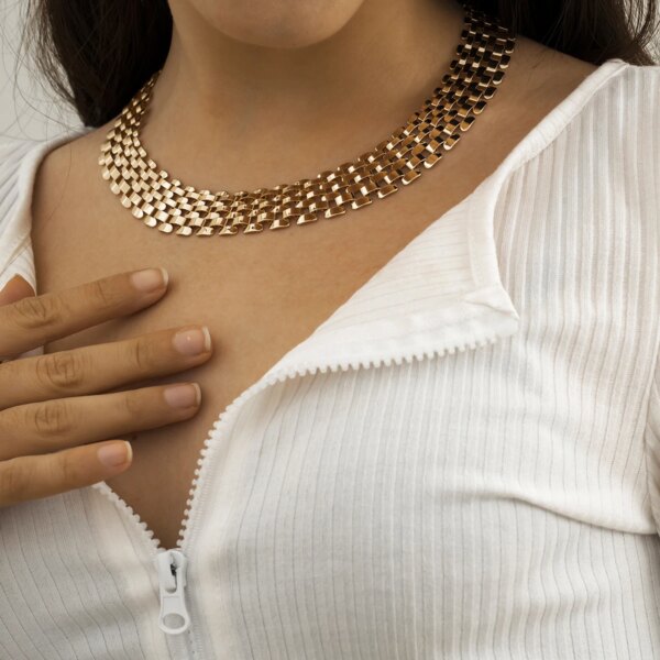 Collier femme ras du cou Punk pour femmes, Hip Hop, couleur or, collier à couches