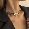 Collier femme ras du cou géométrique en losange et O pour femme, chaîne de clavicule tendance