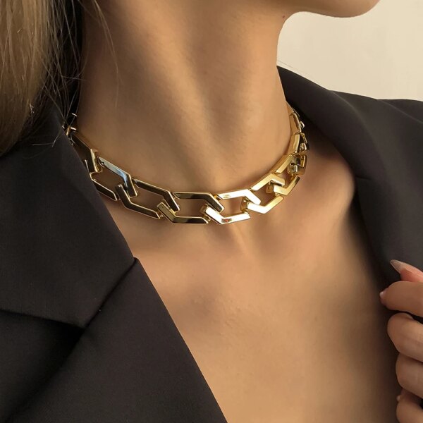 Collier femme ras du cou géométrique en losange et O pour femme, chaîne de clavicule tendance