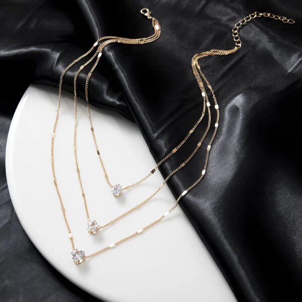 Collier femme multi-rangs Simple pour femmes, pendentif en forme d'étoile à cinq branches, goutte d'eau