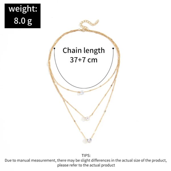 Collier femme multi-rangs Simple pour femmes, pendentif en forme d'étoile à cinq branches, goutte d'eau