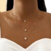 Collier femme multi-rangs Simple pour femmes, pendentif en forme d'étoile à cinq branches, goutte d'eau
