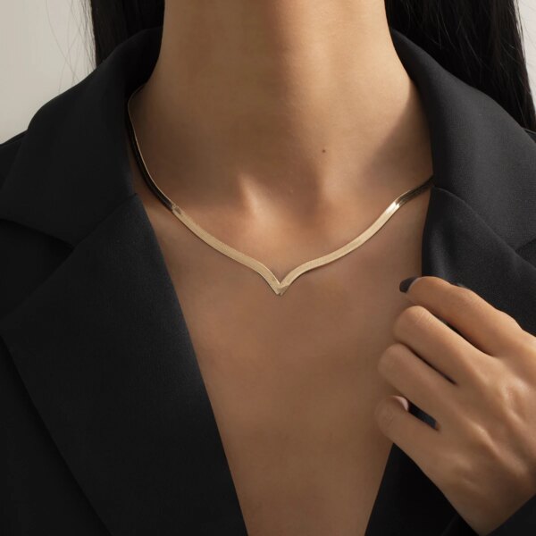 Collier femme ras du cou en chaîne de serpent pour femmes et hommes, couleur or
