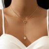 32360-f8a017.jpg Collier femme multi-rangs Simple pour femmes, pendentif en forme d'étoile à cinq branches, goutte d'eau
