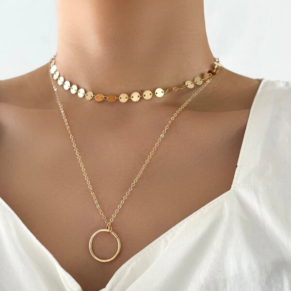 Collier femme multi-rangs Simple pour femmes, pendentif en forme d'étoile à cinq branches, goutte d'eau