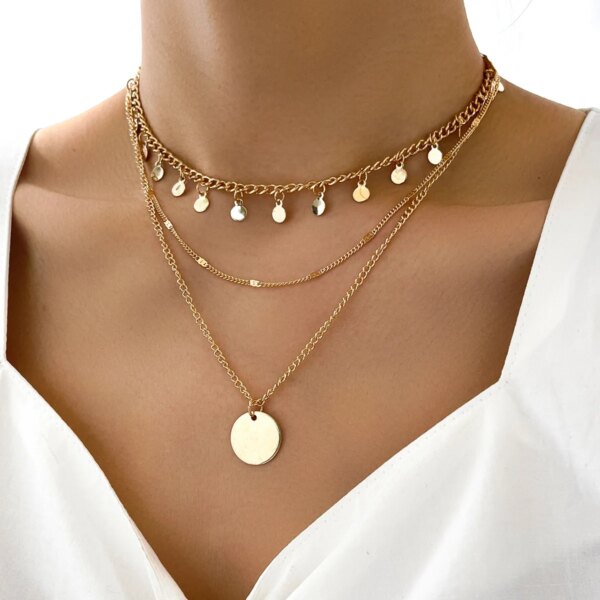 Collier femme multi-rangs Simple pour femmes, pendentif en forme d'étoile à cinq branches, goutte d'eau