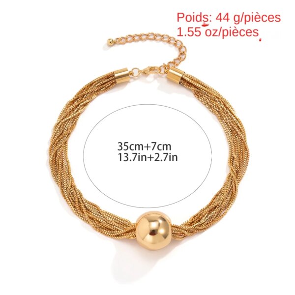 Collier femme gothique pour femmes, chaîne torsadée, Vintage, pendentif grande boule