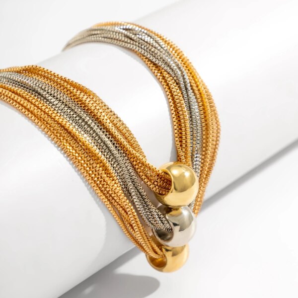 Collier femme ras du cou multi-couches pour femmes, en matériau CCB exagéré, grande boule
