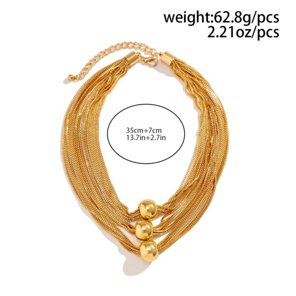 Collier femme ras du cou multi-couches pour femmes, en matériau CCB exagéré, grande boule