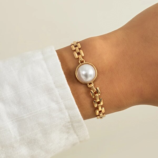 Collier femme ras du cou simples en Imitation de perle pour femmes, chaîne à maillons fins carrés géométriques