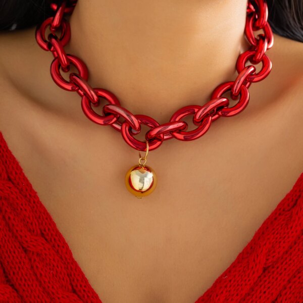 Collier femme avec pendentif en forme de grosse boule pour femmes, style Punk, coloré