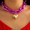 Collier femme avec pendentif en forme de grosse boule pour femmes, style Punk, coloré