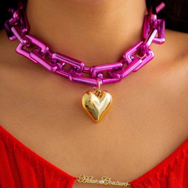 Collier femme avec pendentif en forme de grosse boule pour femmes, style Punk, coloré