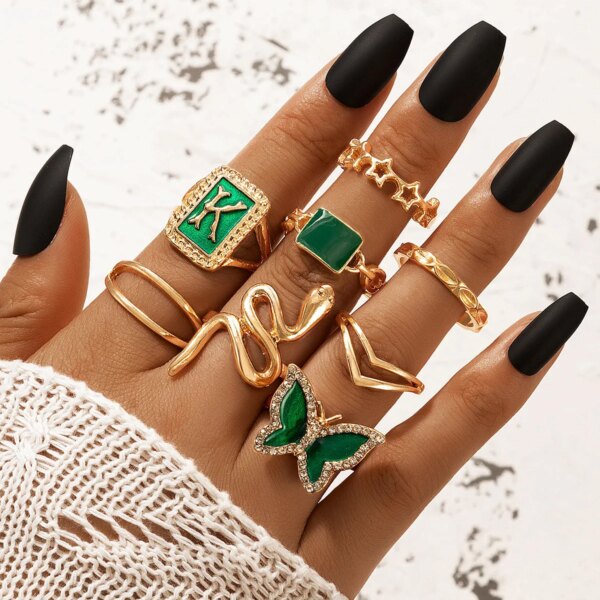 Bague fantaisie femme serpent Vintage pour femmes, ensemble de bagues gothiques